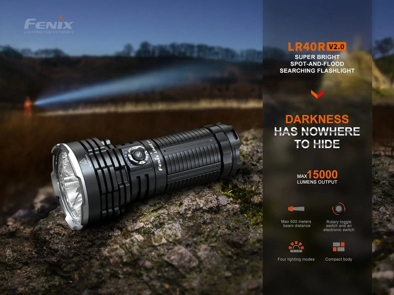 Laden Sie das Bild in Galerie -Viewer, Fenix LR40R V2.0 Superhelle Hochleistungs-Suchlampe mit Spot- und Flutlichtfunktion, 15000 Lumen