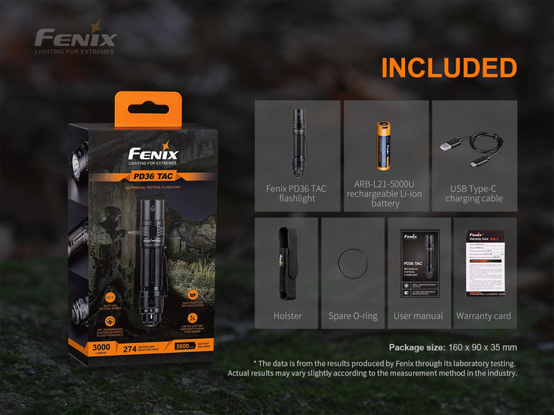 Laden Sie das Bild in Galerie -Viewer, Fenix PD36 TAC Mechanische taktische Taschenlampe, 3000 Lumen
