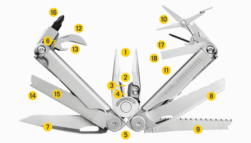 Laden Sie das Bild in Galerie -Viewer, Leatherman Wave Plus Multitool - Werkzeuguebersicht
